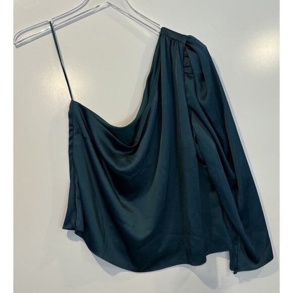 NWT Express Satin OneShoulder Puff Sleeve Blouse Top Shirt Womens Size XL‎ - Picture 4 of 8